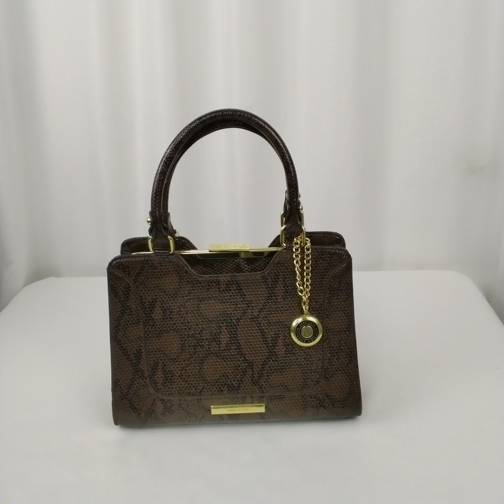 Structured Brown Snakeskin Pattern Embossed Print… - image 2